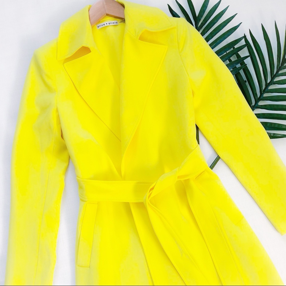 Alice + Olivia Bright Yellow Rolanda Trench Coat
